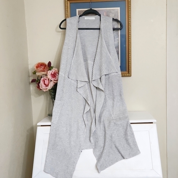 Flowy Cardigan Vest with pockets Size Large Career Office Lagenlook Casual - Picture 1 of 11
